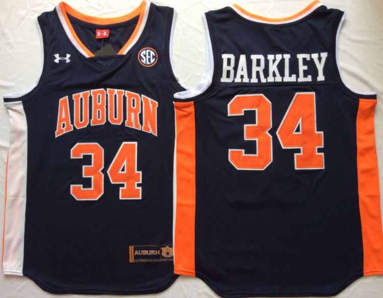 NCAA Men Auburn Tigers Blue #34 BARKLEY->ncaa teams->NCAA Jersey